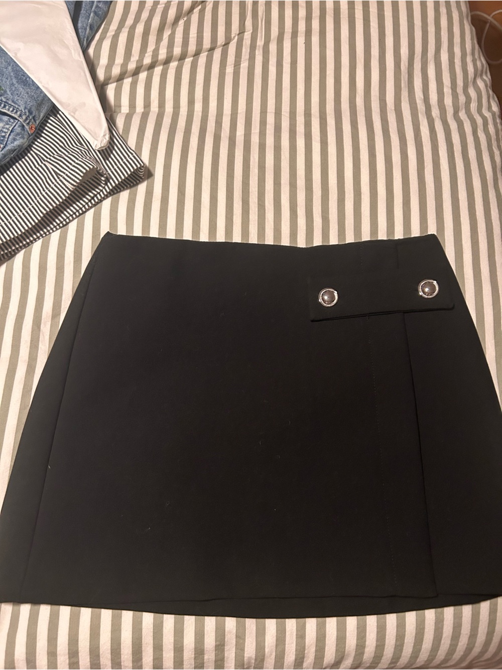 Mango Black Skirt with Button Detail